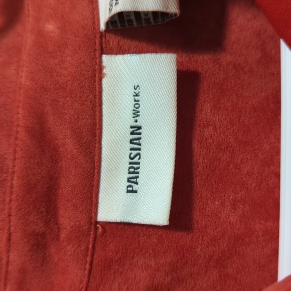Parisian Works Women's Salmon Long Sleeve Button Down Faux Suede Shirt Size Med - Picture 5 of 10